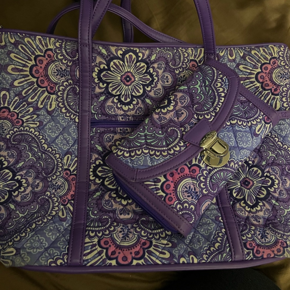 Vera Bradley strap bag with matching wallet